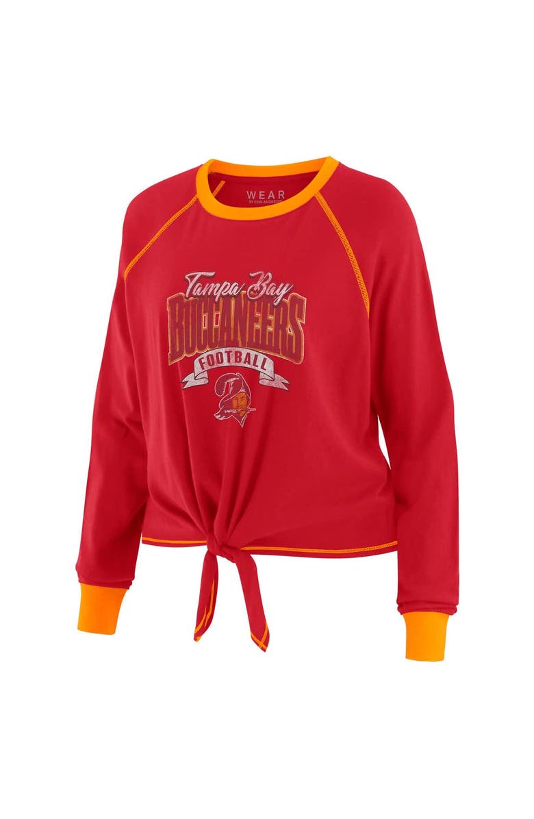 WEAR by Erin Andrews Women's WEAR by Erin Andrews Red/Orange Tampa Bay Buccaneers Plus Size Tie-Front Long Sleeve Top, Alternate, color, Red