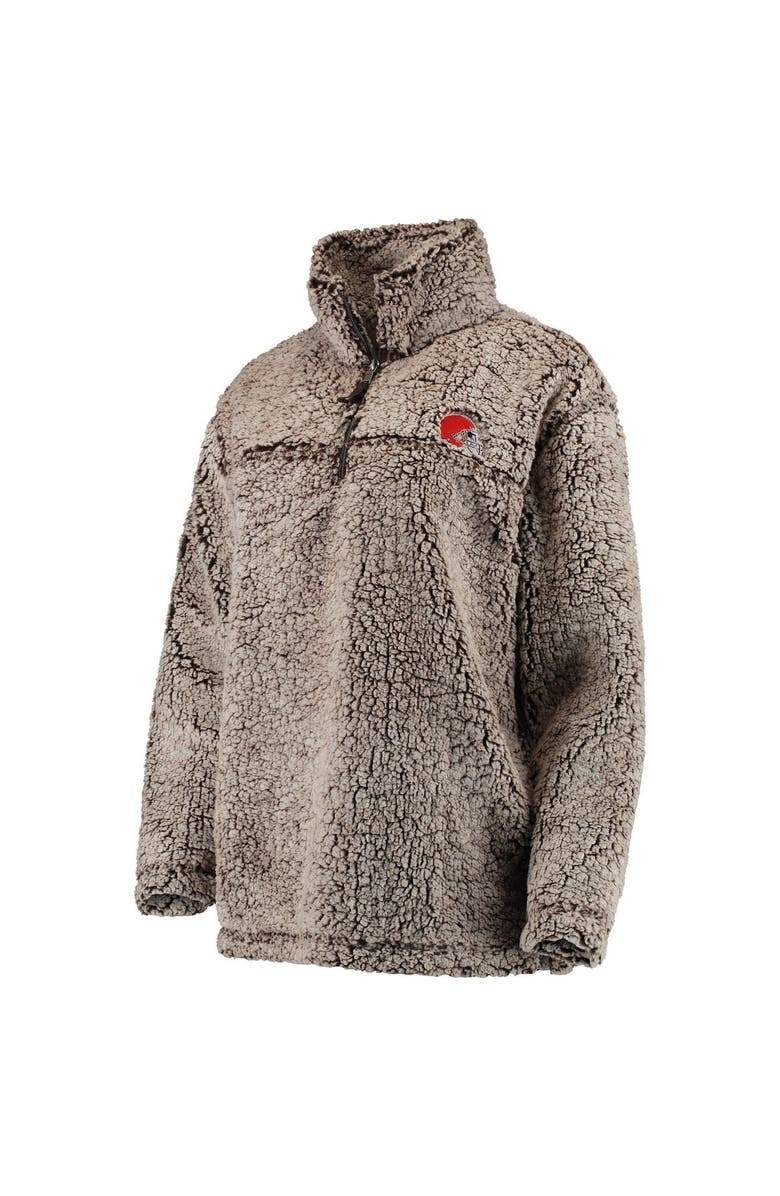 G-III 4HER BY CARL BANKS Women's Brown Cleveland Browns Sherpa Quarter-Zip Pullover Jacket, Alternate, color, 