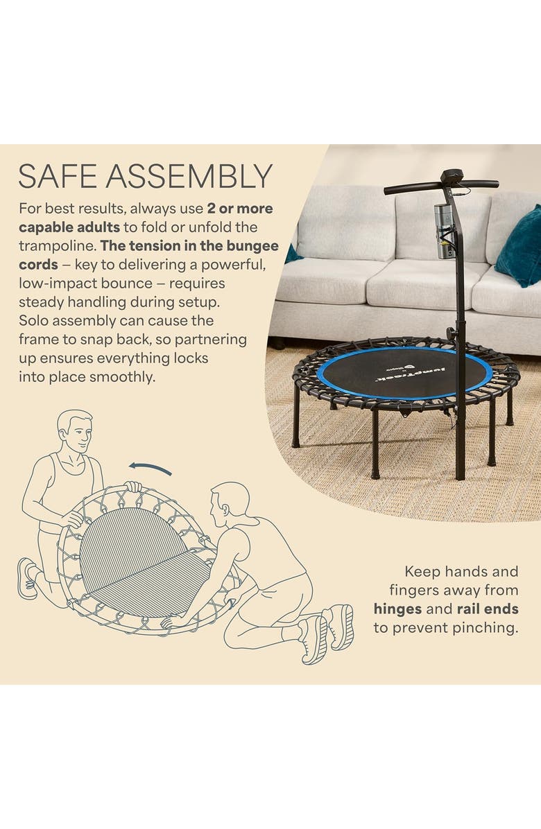 Lifepro 40 Inches Foldable Rebounder Fitness Trampoline for Adult with Handle & Jump Counter 350lb or 225lb, Alternate, color, Pro 350Lb