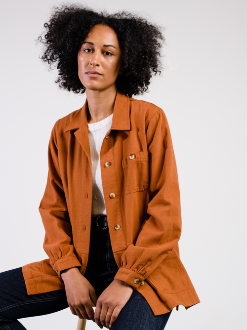 Able Phyllis Utility Shacket In Mocha Bisque