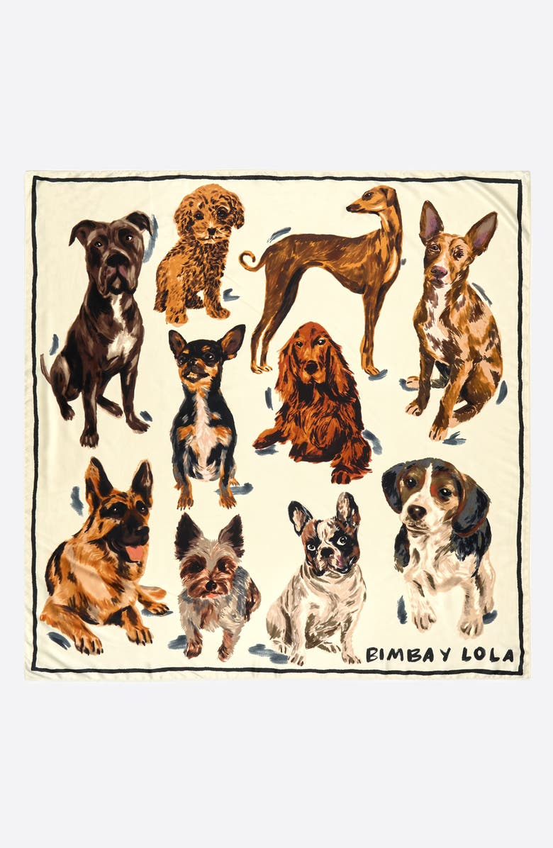 Bimba y Lola Dog Print Scarf, Main, color, Off White