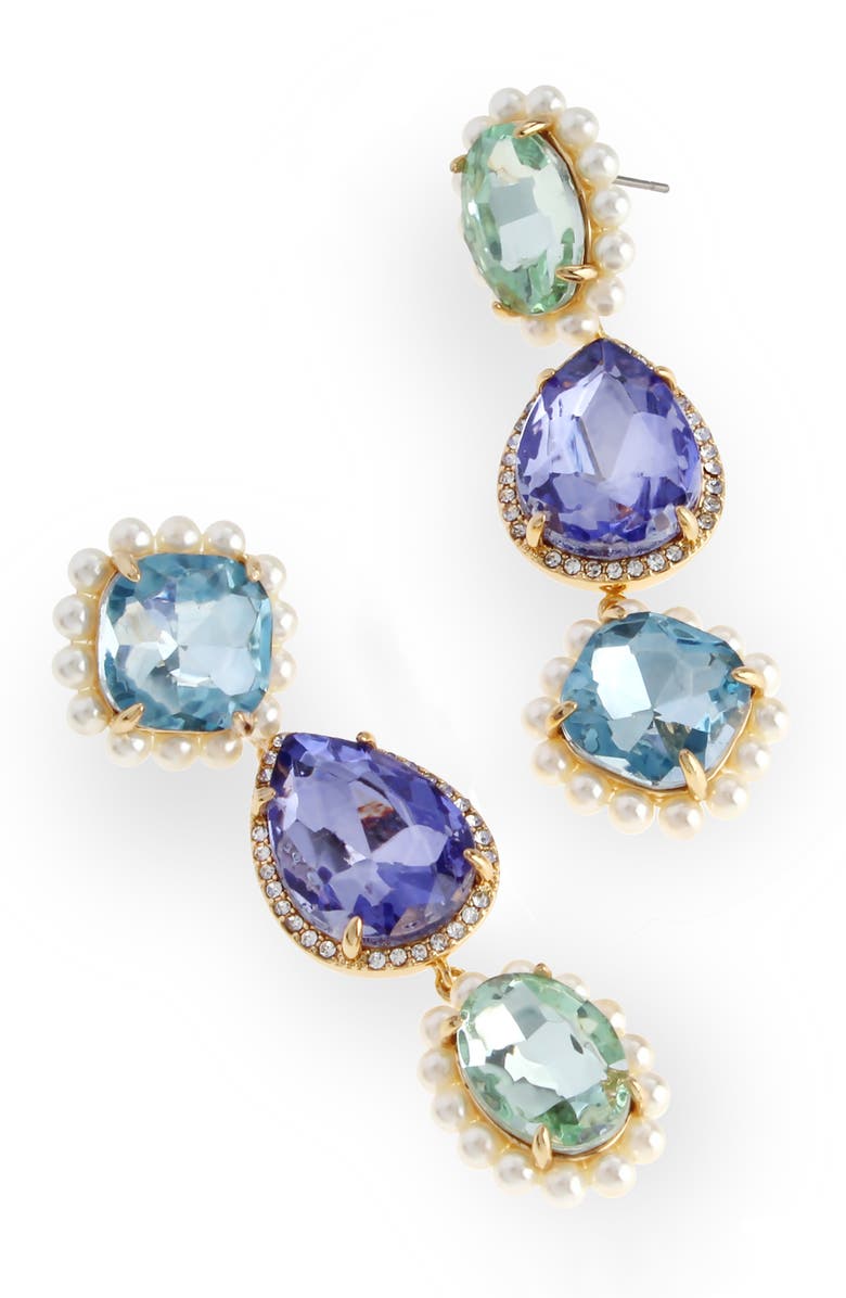 Kurt Geiger London Crystal 
Faux Pearl Drop Earrings, Alternate, color, Gold/ Multi