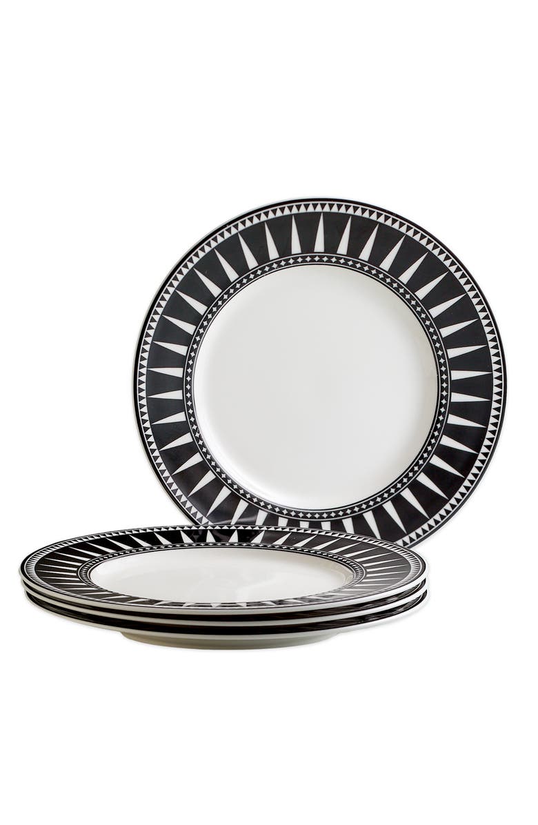 Caskata Marrakech Rimmed Dinner Plate - Porcelain - Set 4, Alternate, color, Black