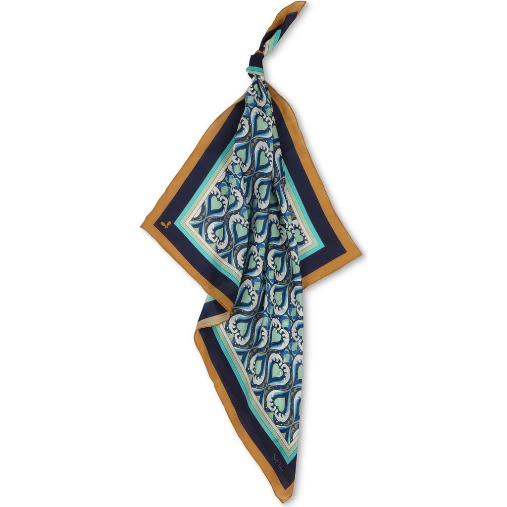 Henelle Women's Blue / White Surfrider Silk Bandana In Surf Rider Wave