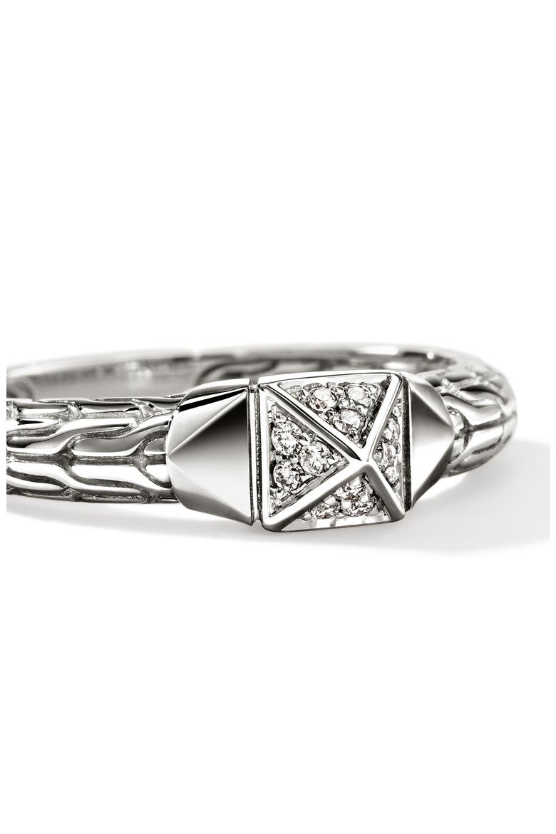 Icon Stud Ring with Pavé Diamonds, Alternate, color, SILVER