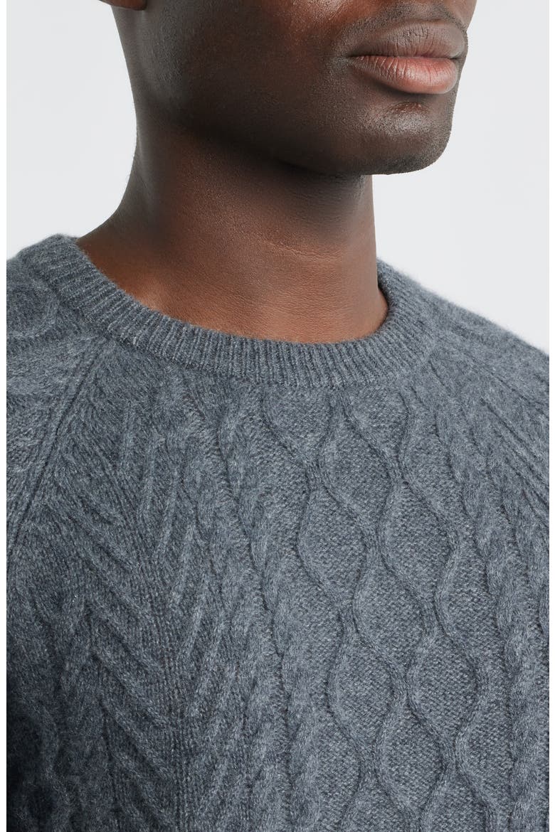 Cable Stitch Luxe Cashmere Sweater, Alternate, color, GREY EMBERS HEATHER