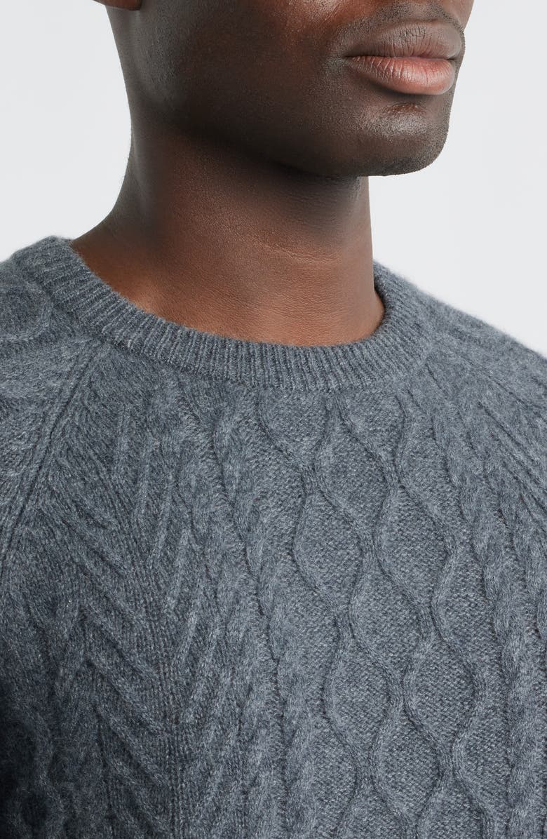 Nordstrom Cable Stitch Luxe Cashmere Sweater, Alternate, color, Grey Embers Heather