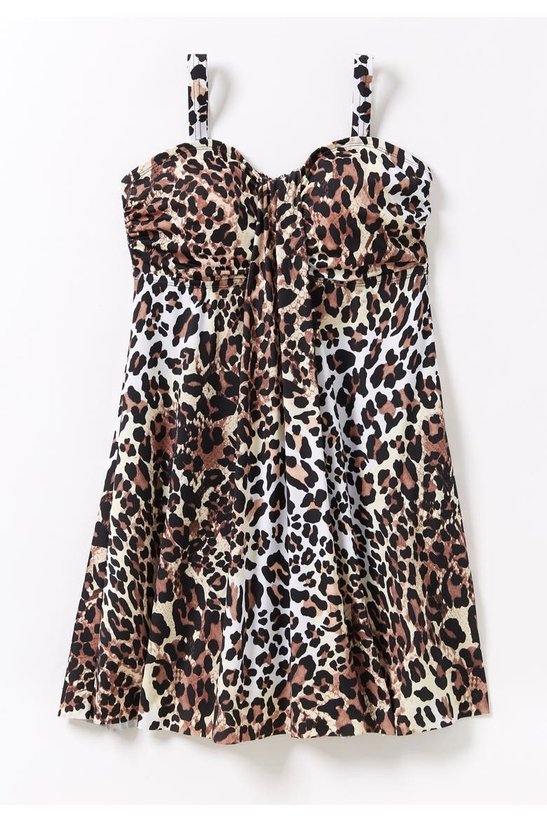 Two-Piece Flyaway Swim Dress, Alternate, color, CLASSIC LEOPARD