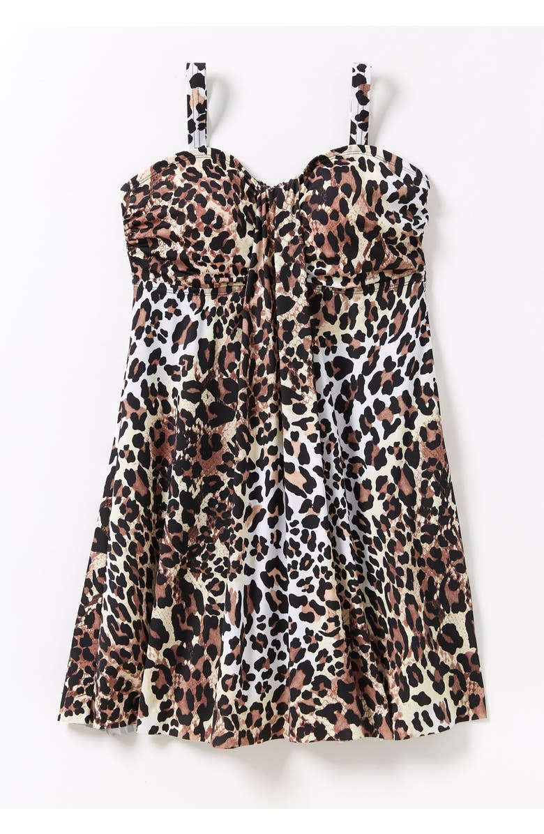 Swim 365 Two-Piece Flyaway Swim Dress, Alternate, color, Classic Leopard