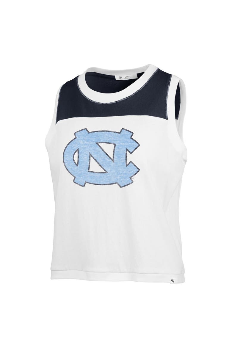 Women's '47 White North Carolina Tar Heels Premier Zoey Waist Length Tank Top, Alternate, color, White