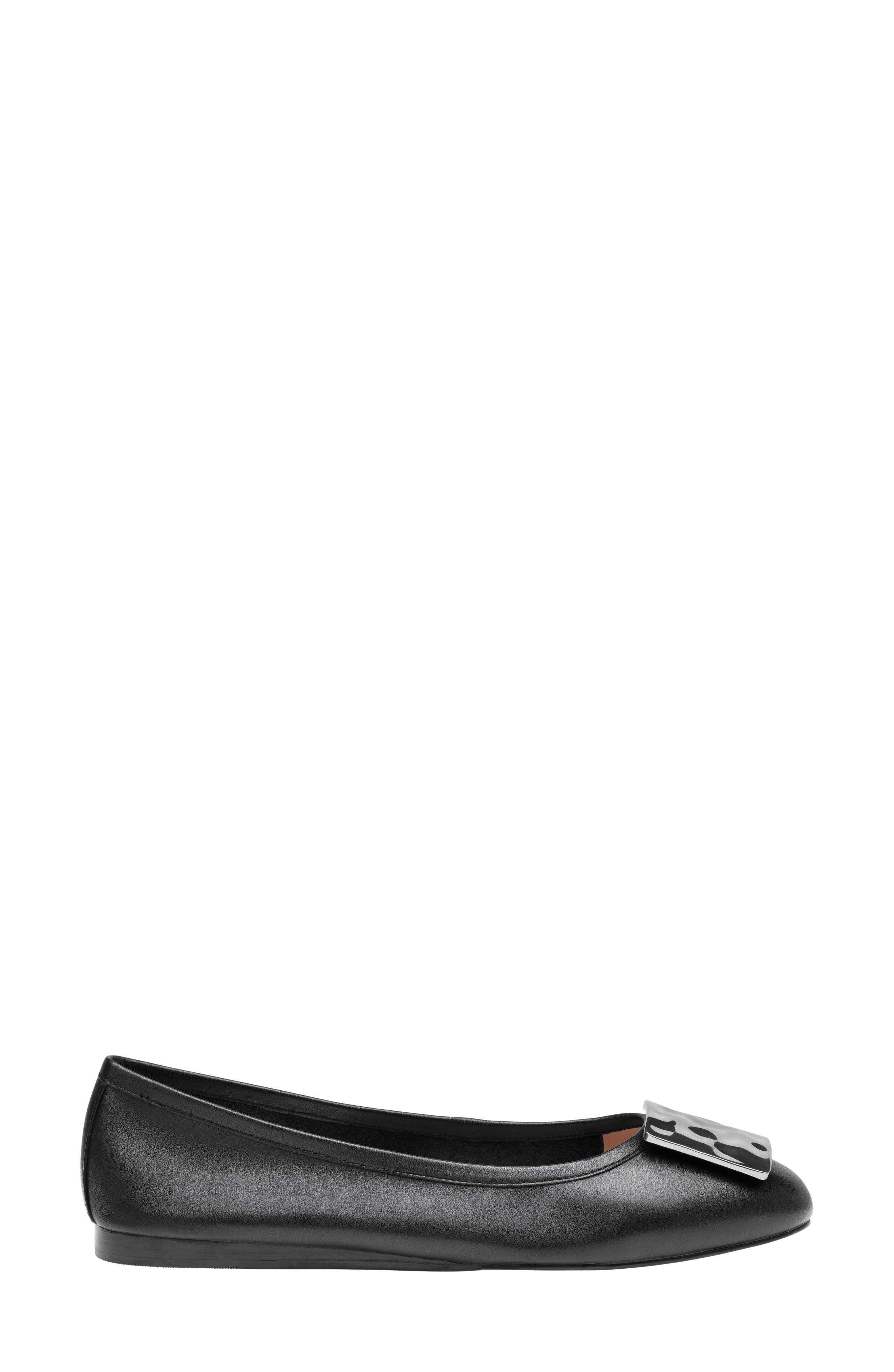 Claire Ornamental Flat, Alternate, color, BLACK NAPPA LEATHER