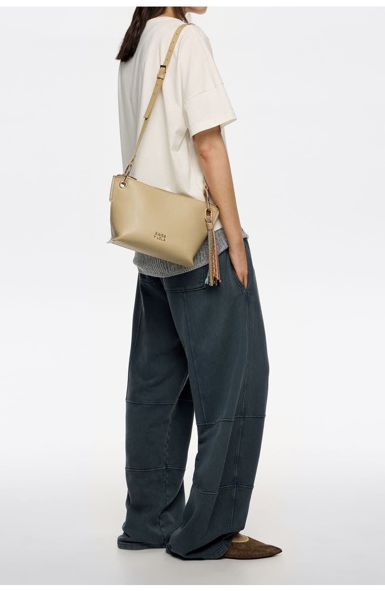 Bimba y Lola Leather Medium Trapezium Bag, Alternate, color, Cairo