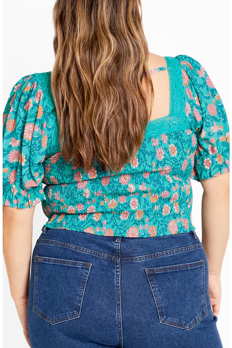 Aurora Puff Sleeve Top, Alternate, color, TURQUOISE