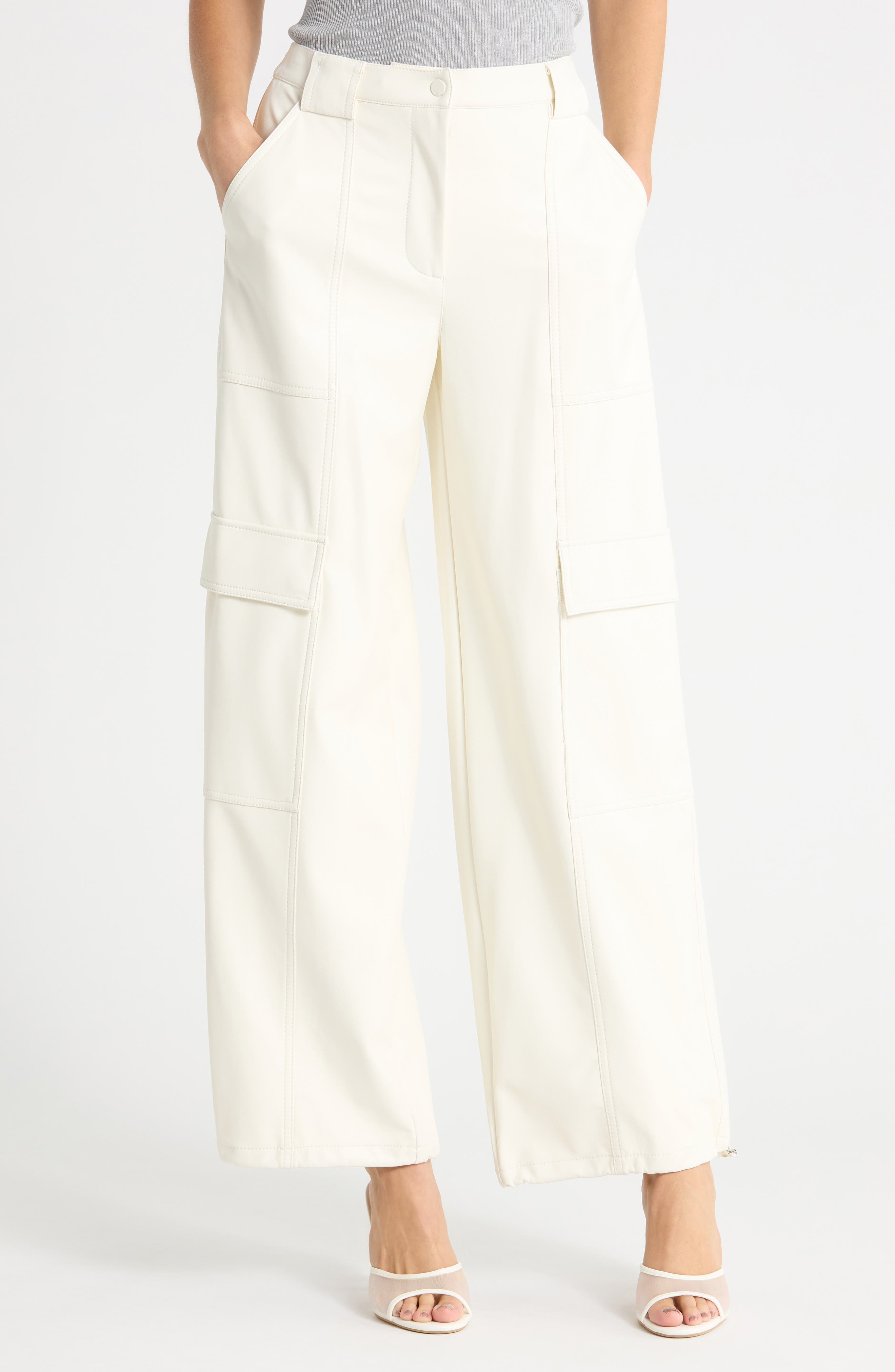 Sofia Faux Leather Wide Leg Cargo Pants