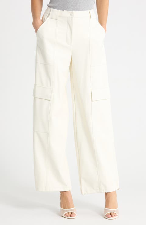 Sofia Faux Leather Wide Leg Cargo Pants