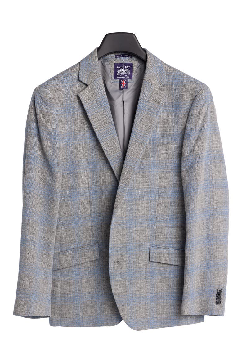 Light Grey & Blue Plaid Sport Coat, Alternate, color, GREY