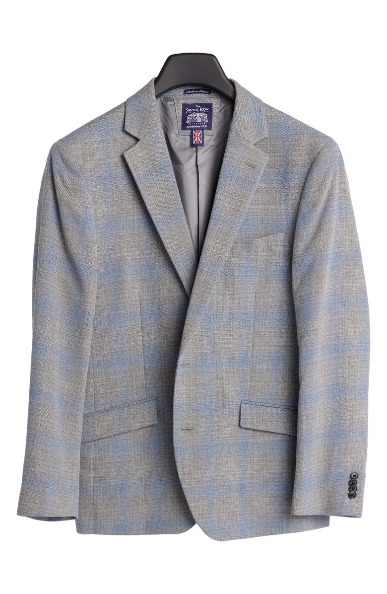 SAVILE ROW CO Light Grey & Blue Plaid Sport Coat, Alternate, color, Grey