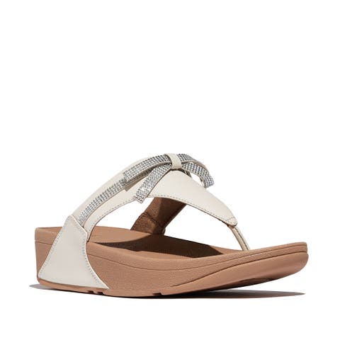 Lulu Glitz Bow Leather Toe Post Sandals