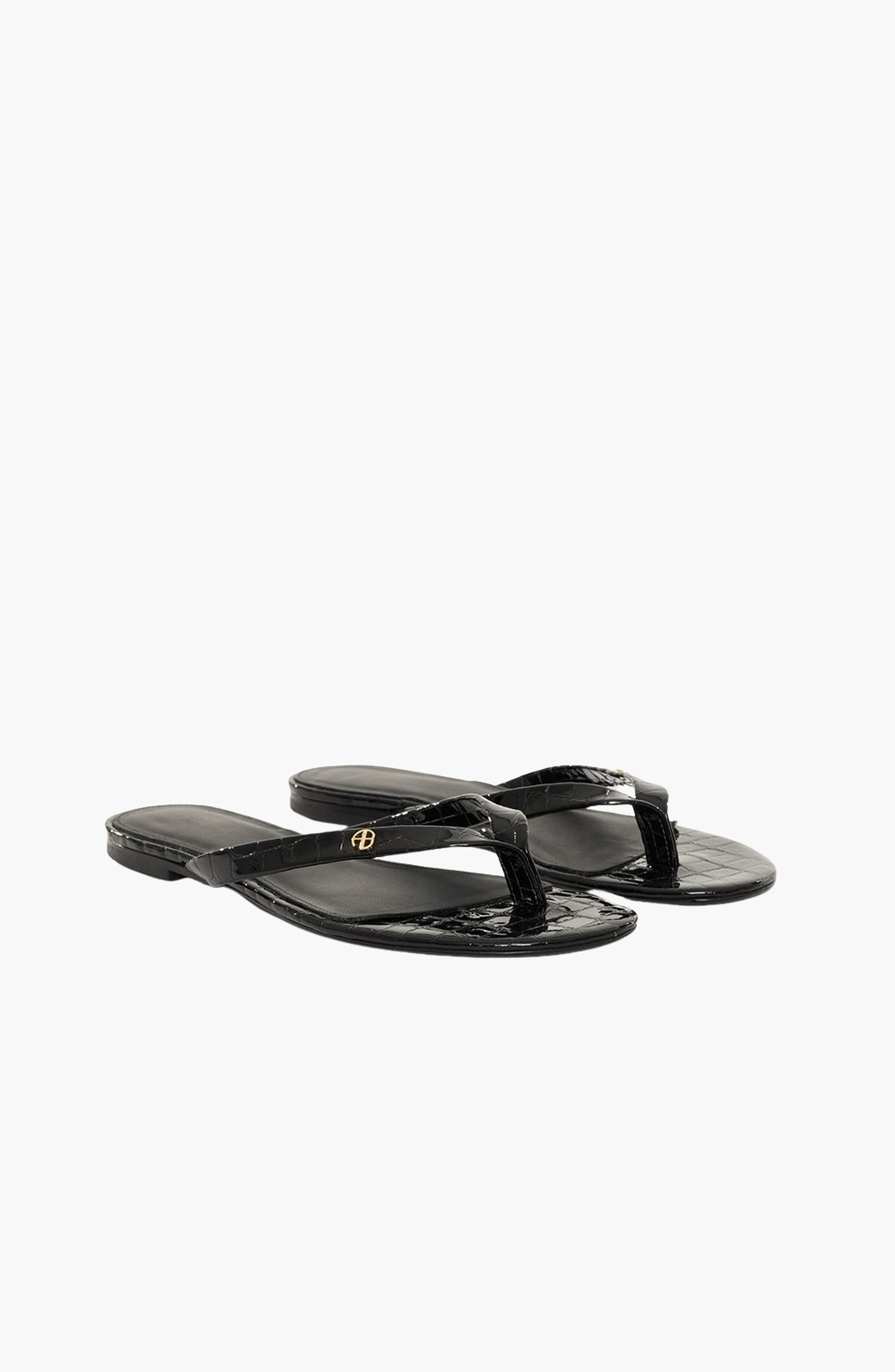 ANINE BING Noelle Thong Sandals, Alternate, color, Embossed Black