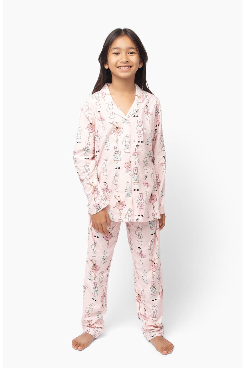 Kids' Holiday Nutcracker Flannel Two-Piece Pajamas, Alternate, color, PINK