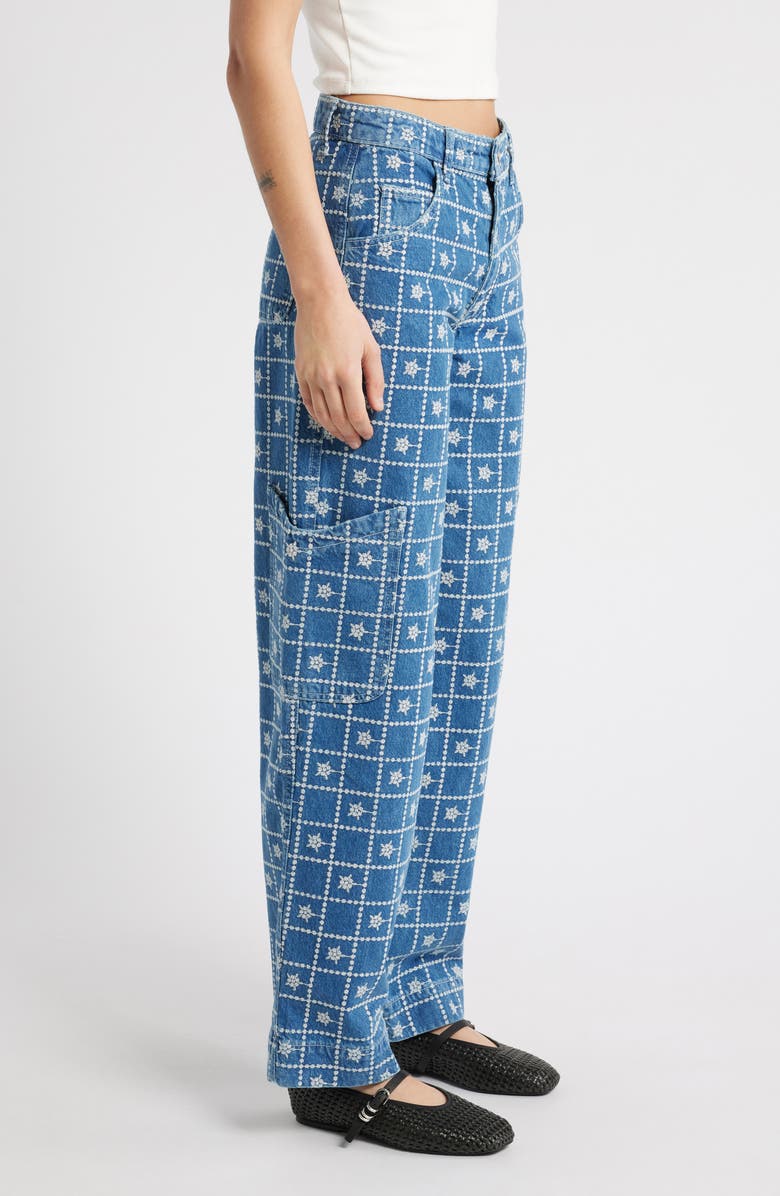 Damson Madder Embroidered Straight Leg Organic Cotton Jeans, Alternate, color, Blue