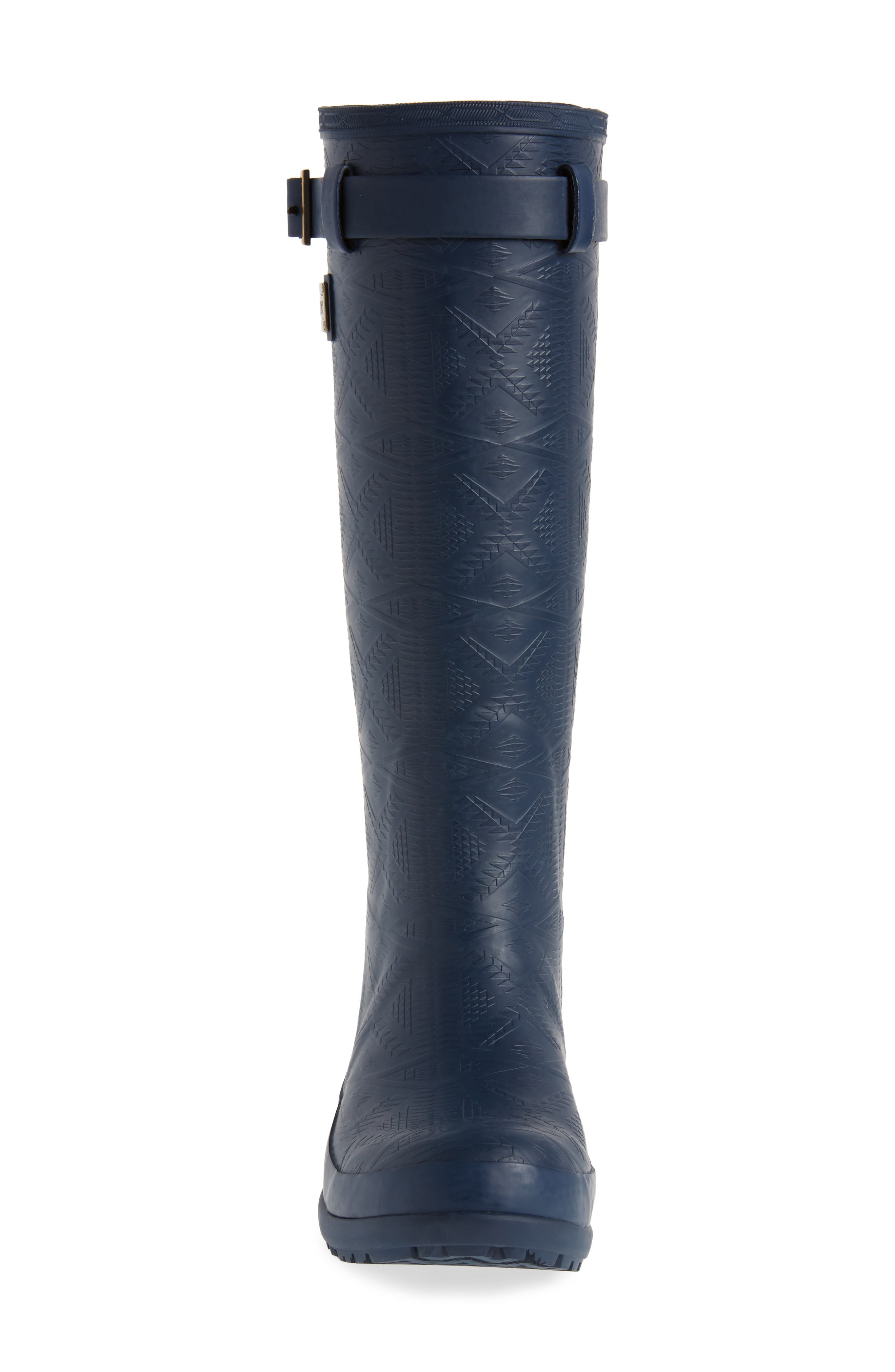 Pendleton Embossed Tall Waterproof Rain Boot, Alternate, color, Navy