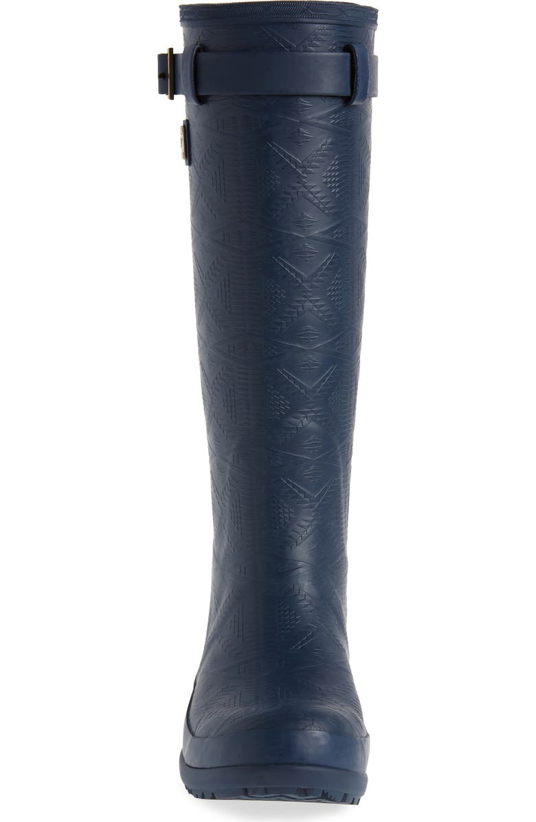 Pendleton Embossed Tall Waterproof Rain Boot, Alternate, color, Navy