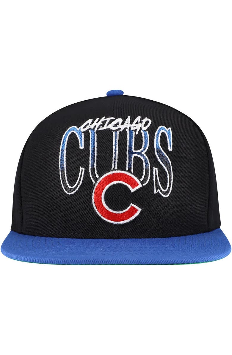 Mitchell & Ness Men's Mitchell & Ness Black Chicago Cubs Rise Up Snapback Hat, Alternate, color, Black