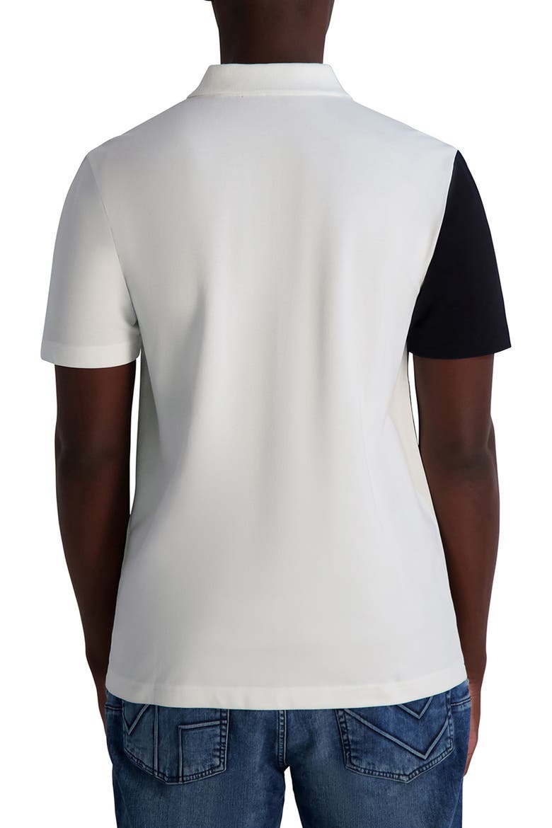 Colorblock Stretch Cotton Polo, Alternate, color, WHITE/ BLACK