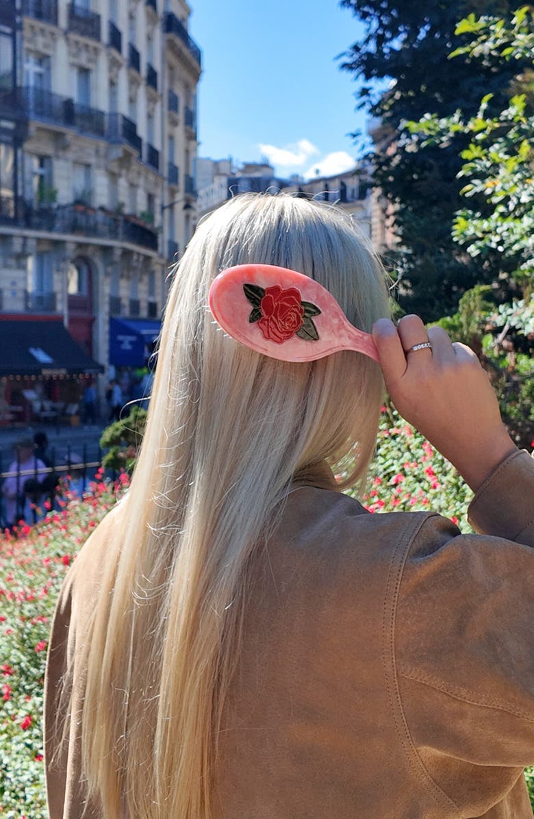 Solar Eclipse Hand Painted Vintage Rose Pink Amazing Hair Day Brush, Alternate, color, Pink