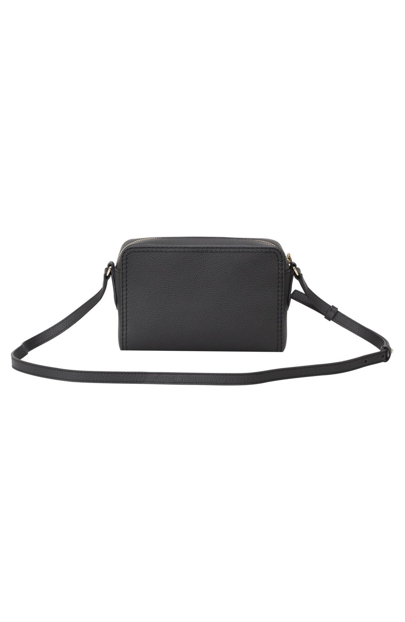 HUGO Lenah Leather Crossbody Bag, Alternate, color, Black