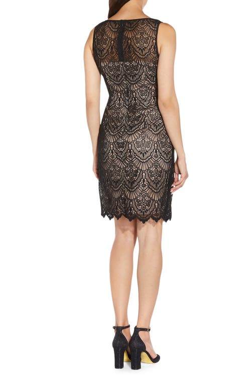 Adrianna Papell Scallop Guipure Lace Sheath Dress In Multi