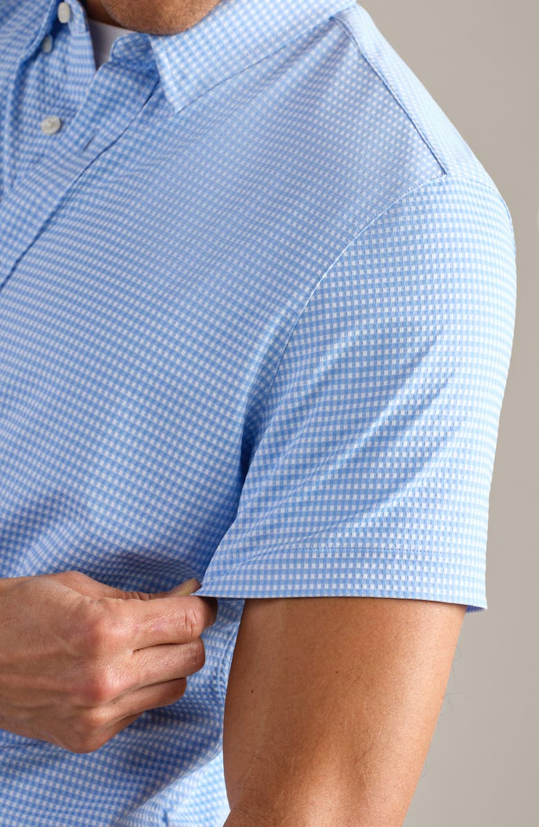 Rhone Commuter Short Sleeve Button-Up Shirt, Alternate, color, Light Blue Gingham