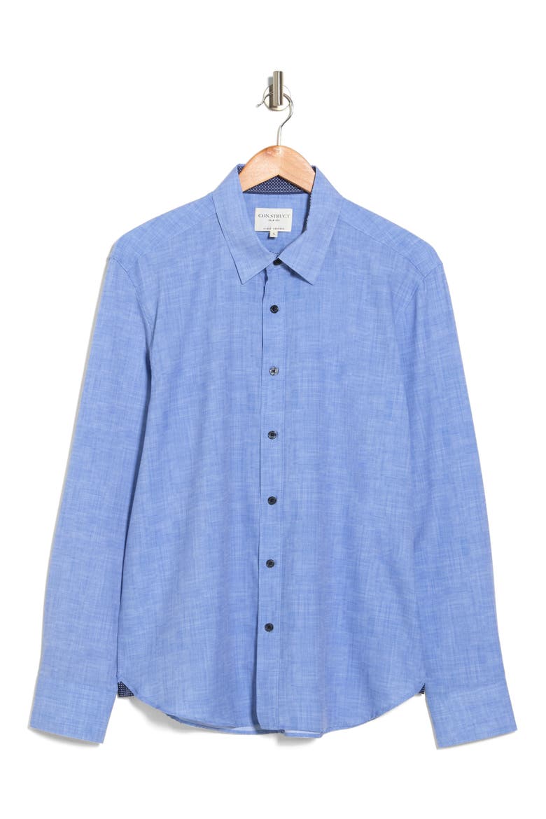 Slim Fit Four-Way Stretch Performance Chambray Button-Up Shirt, Alternate, color, LIGHT BLUE CHAMBRAY