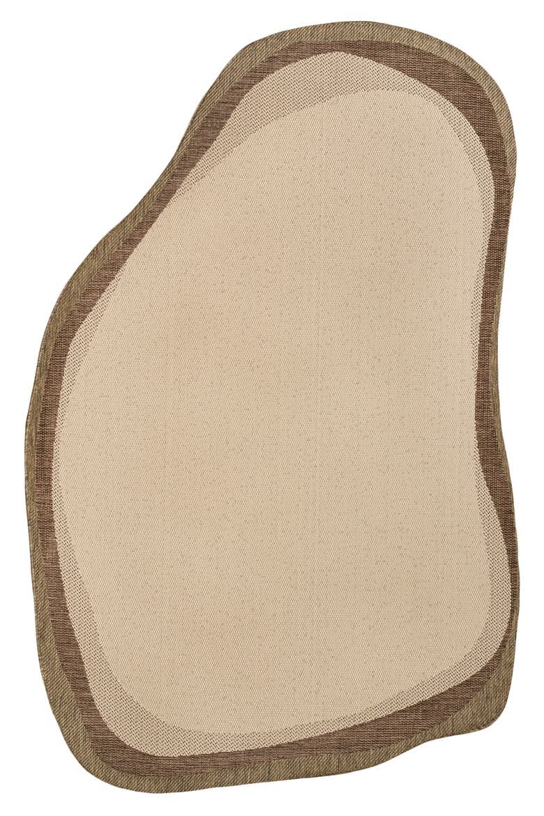 Wyatt Modern Rustic Abstract Indoor/Outdoor Shaped Area Rug, Main, color, Beige/Brown