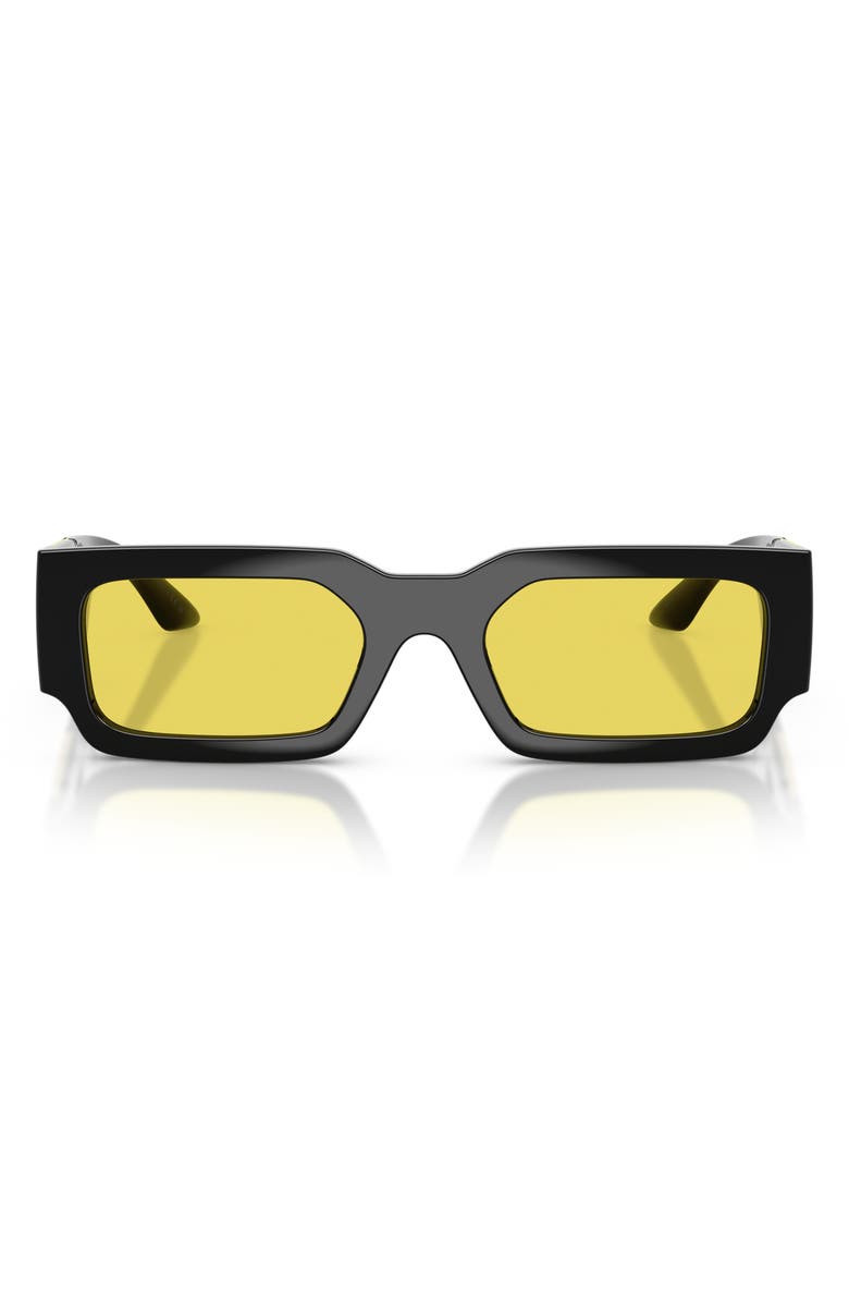 Versace 54mm Rectangular Sunglasses, Main, color, Black / Yellow