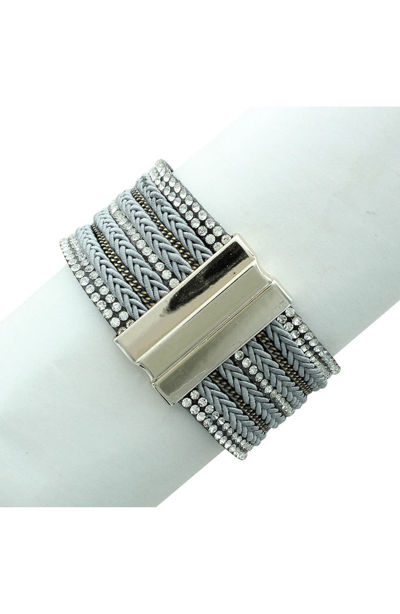 OLIVIA WELLES Mixed Media Cuff Bracelet, Alternate, color, Gold / Grey