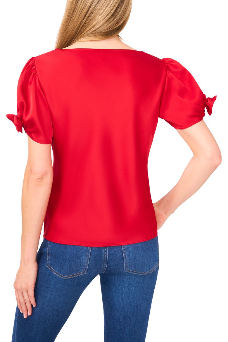 Bow Sleeve Cowl Neck Satin Charmeuse Top, Alternate, color, STOPLIGHT RED