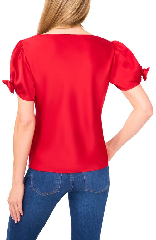 Cece Bow Sleeve Cowl Neck Satin Charmeuse Top In Red