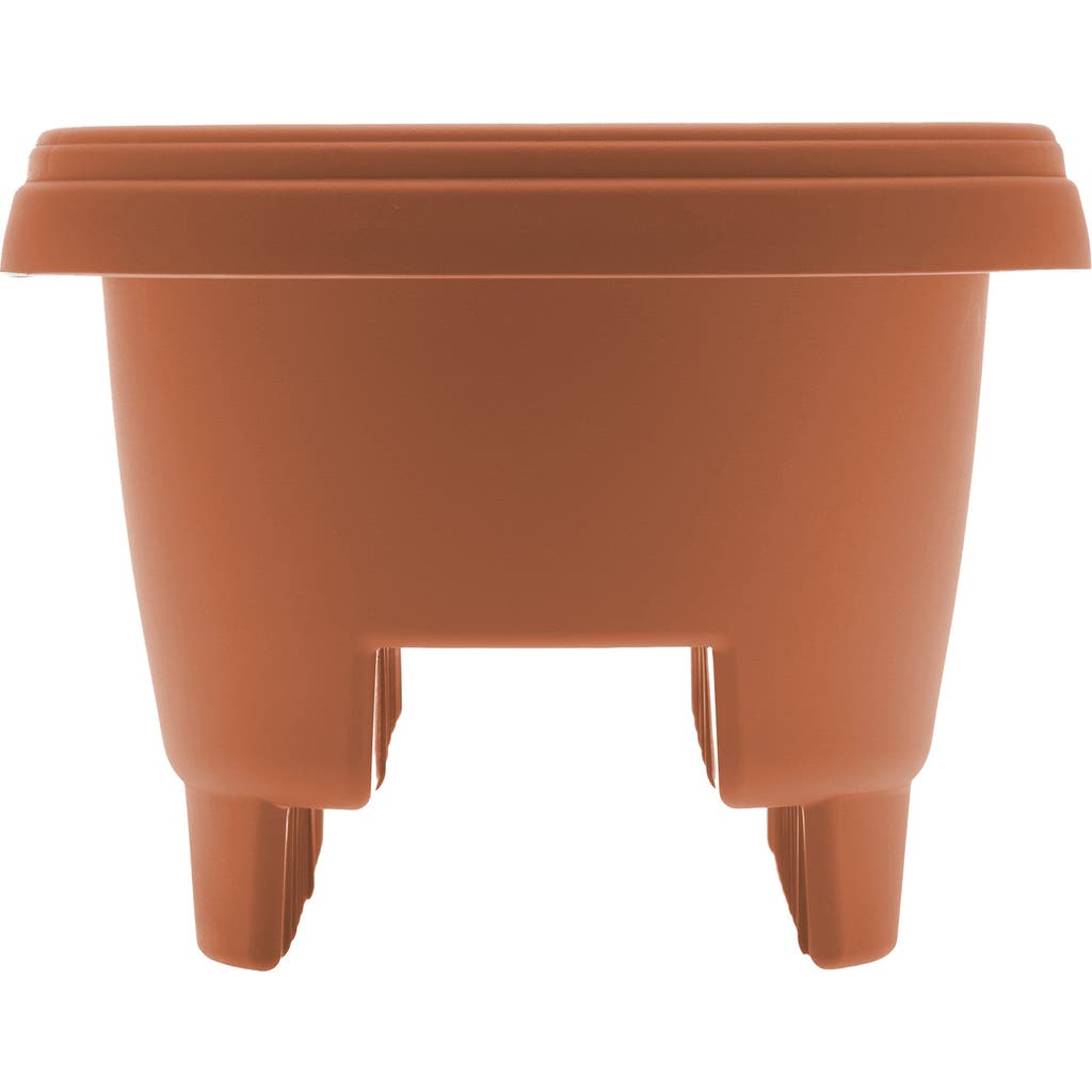 Bloem 12" Modica Deck Rail Round Planter, Terra Cotta In Brown