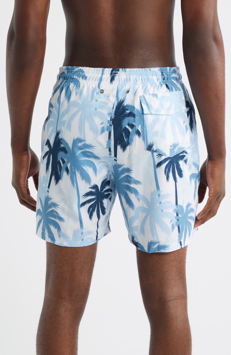 Stone Rose Palm Print Swim Trunks, Alternate, color, 