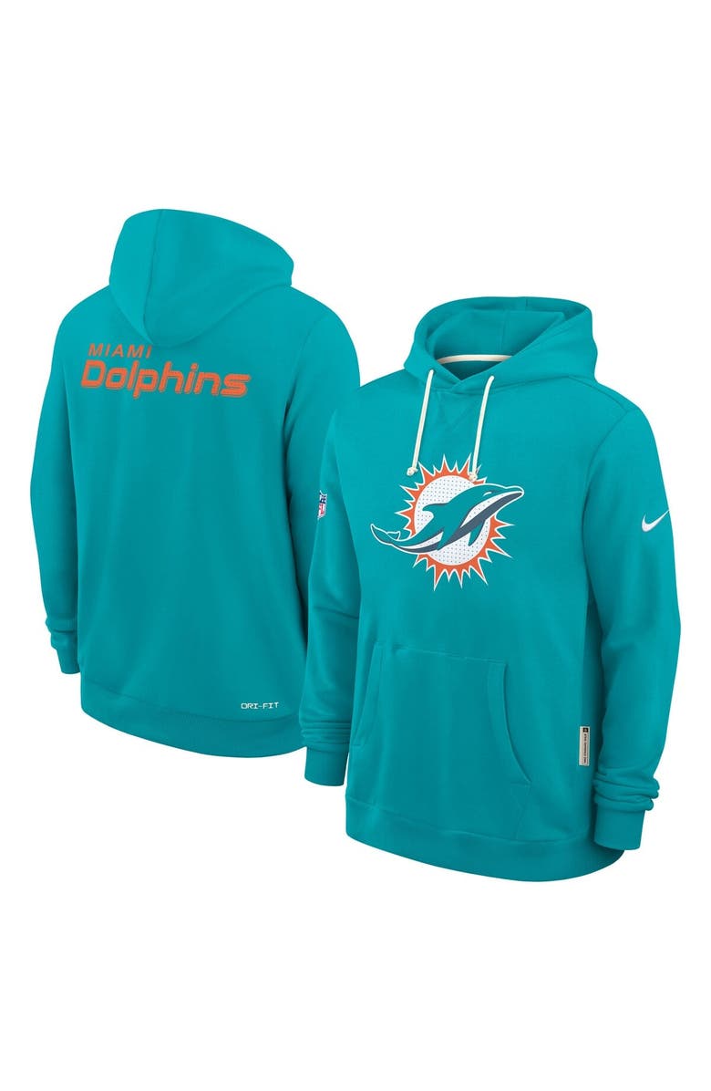Nike Men's Nike Aqua Miami Dolphins Sideline Initial Home Performance Pullover Hoodie, Alternate, color, Aqua