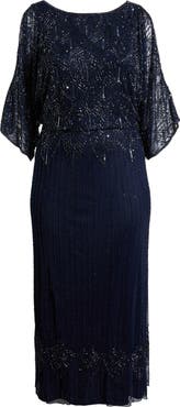 Pisarro Nights Beaded Cold Shoulder Blouson Gown