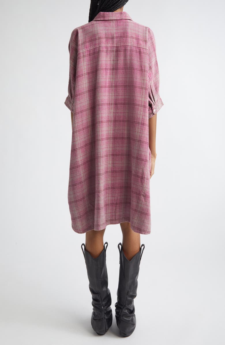 R13 Plaid Oversize Boxy Cotton Flannel Shirtdress, Alternate, color, Muted Pink Plaid