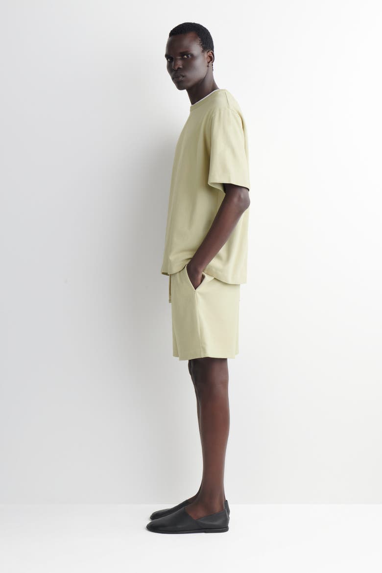 Garment-washed Cotton-jersey Shorts, Alternate, color, WASHED GREEN
