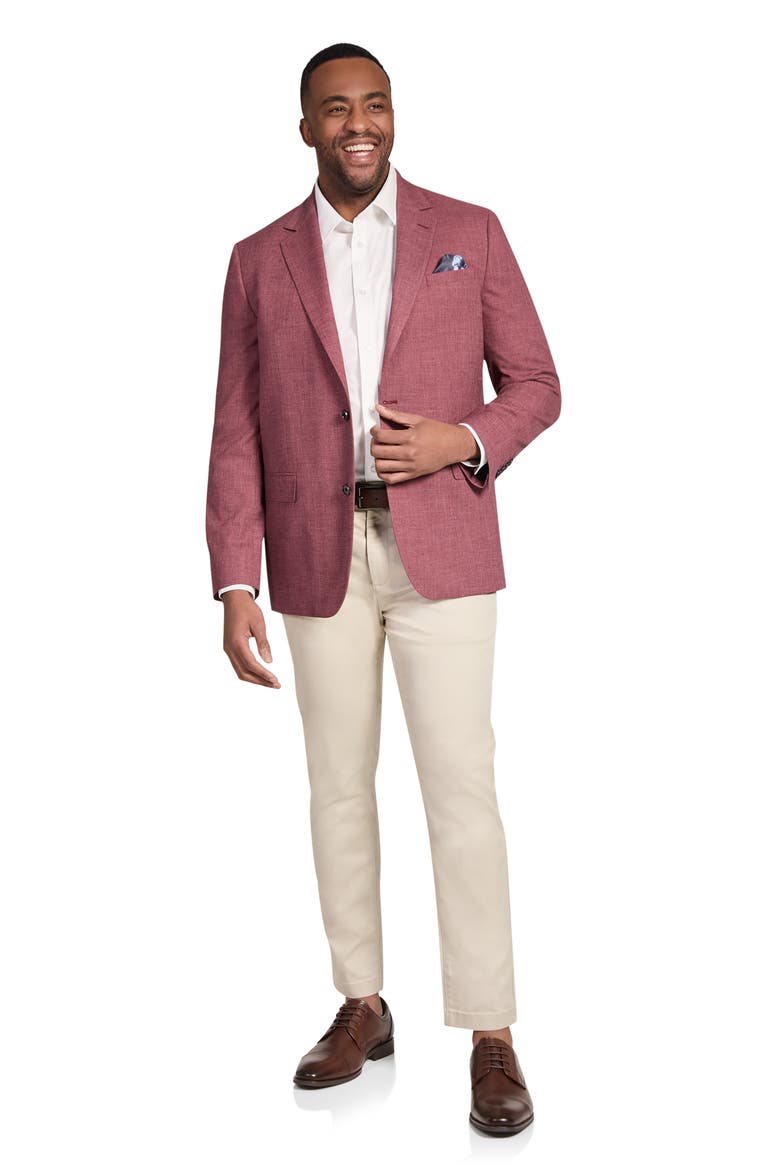 Blake Regular Fit Red Slub Stretch Sport Coat, Alternate, color, RASPBERRY