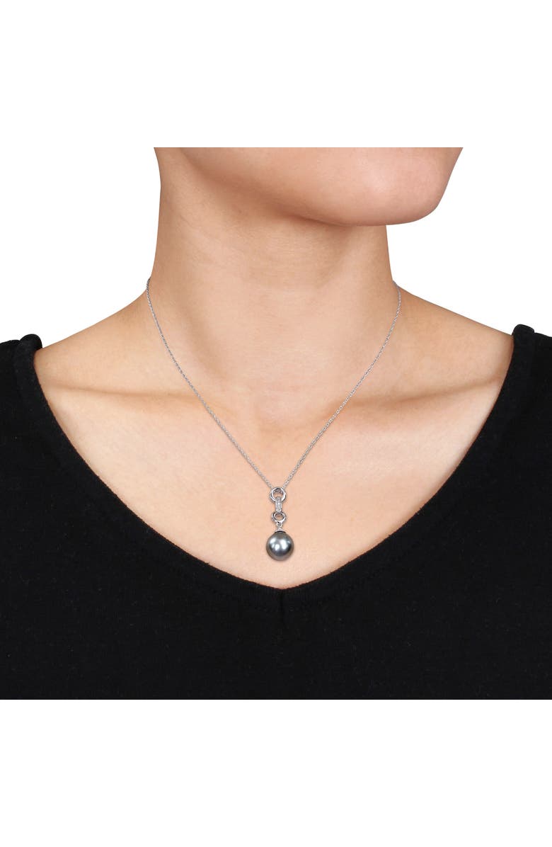 Julianna B. Tahitian Pearl & Diamond Drop Link Necklace 10k, Alternate, color, Pearl