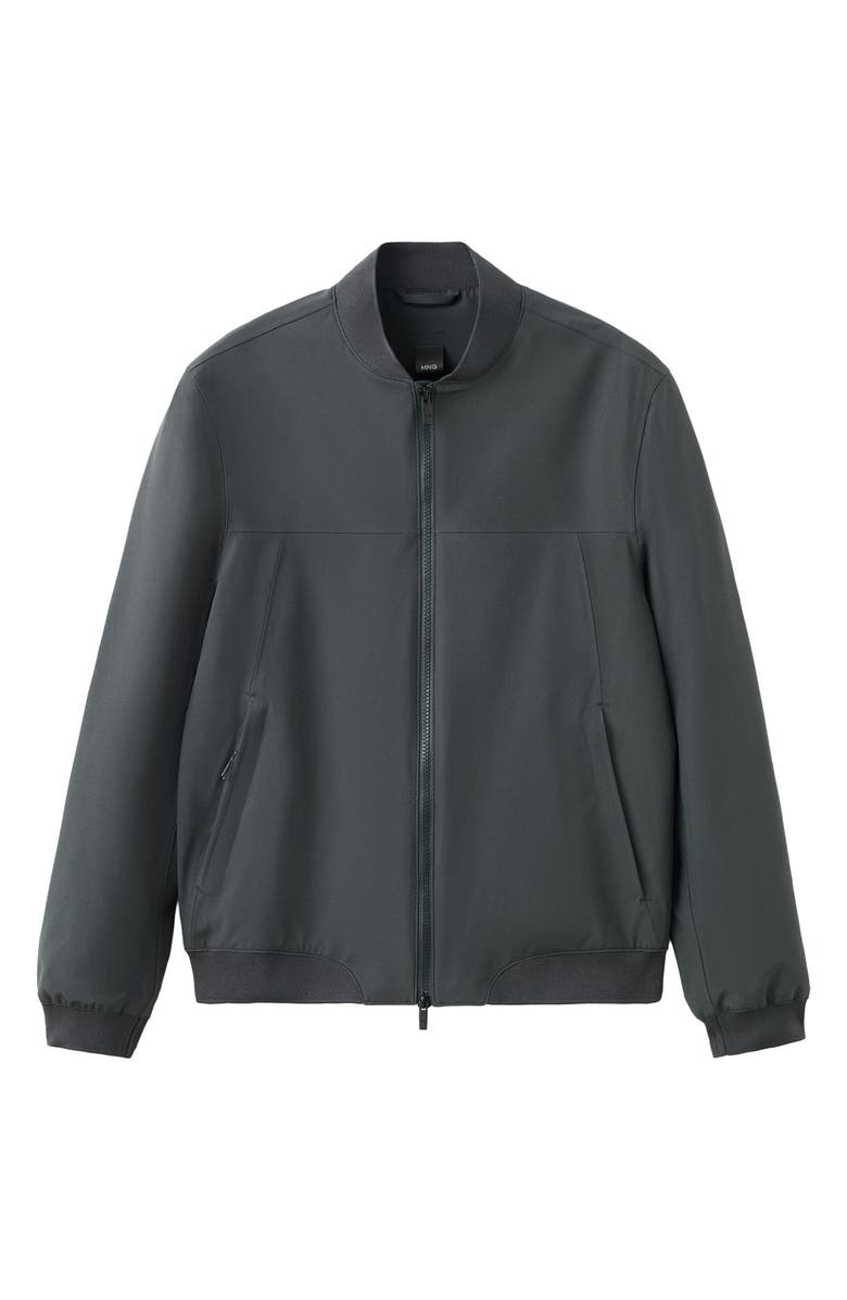 MANGO Water Repellent Bomber Jacket, Alternate, color, Dark Grey