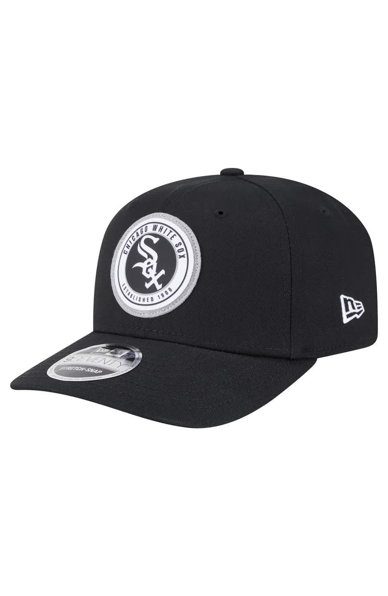 New Era Men's New Era Black Chicago White Sox Circle Patch 9SEVENTY Stretch-Snap Hat, Main, color, Black