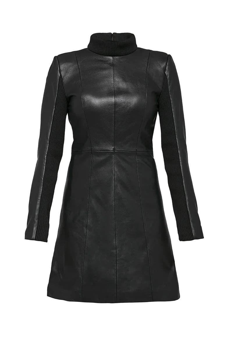 AS by DF The Lbd Upcycled Leather Dress, Alternate, color, Black